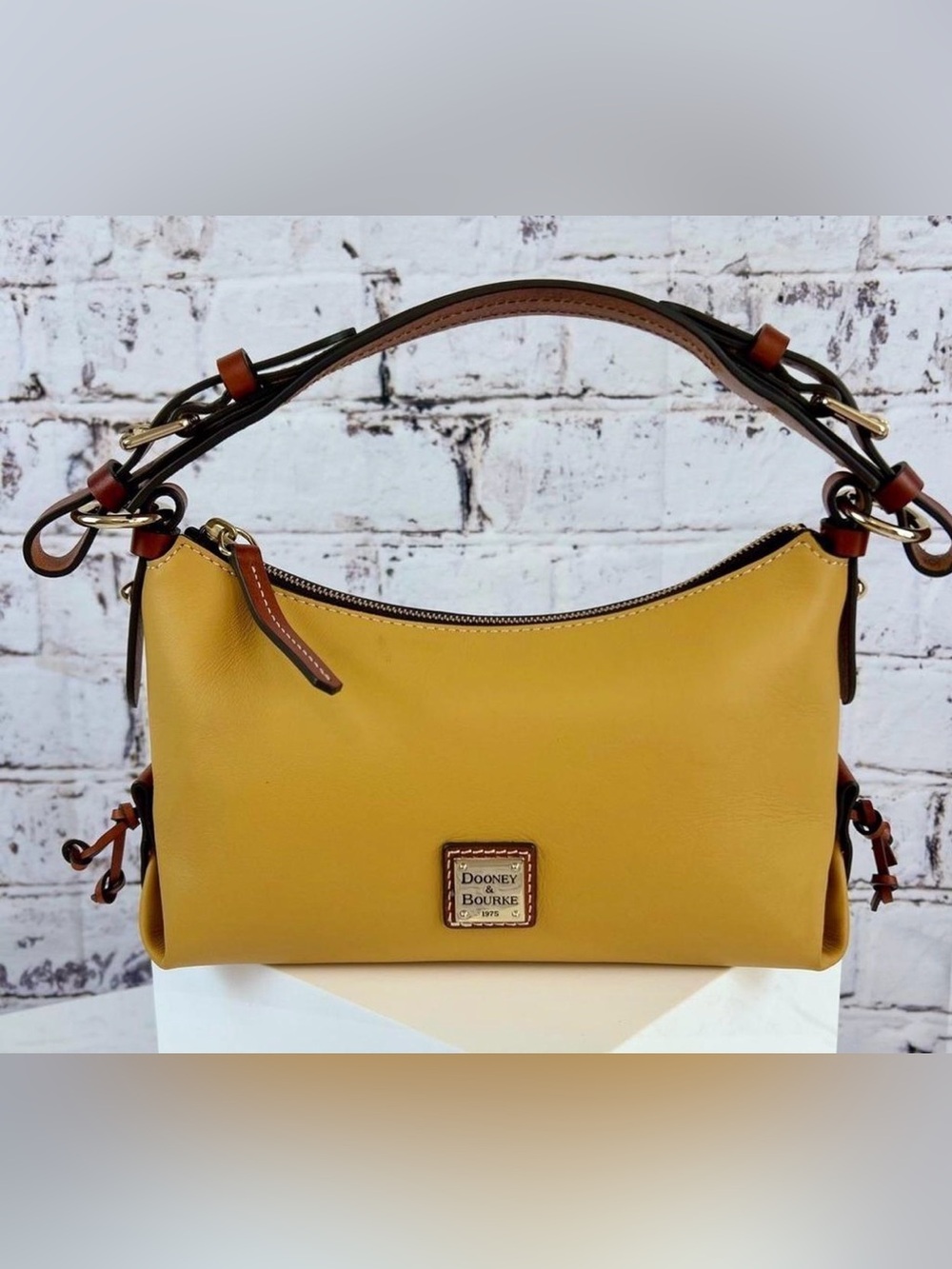 Dooney & Bourke Yellow Leather Handbag Satchel Top Handle Bag Purse